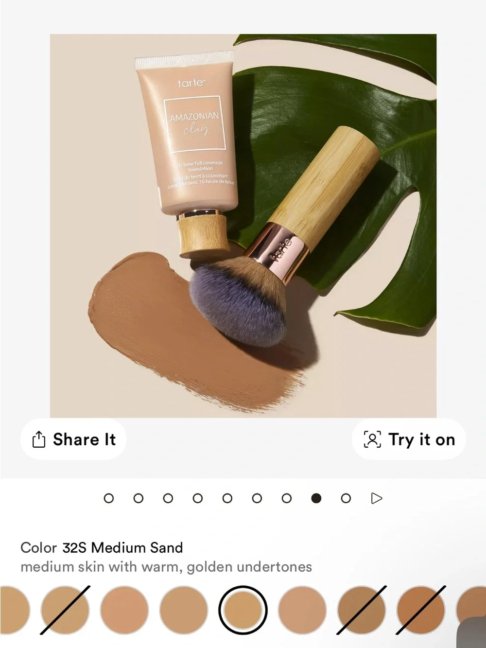 tarte Amazonian Clay Foundation - shade: medium sand #32S